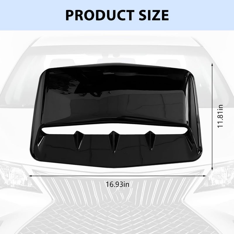 FALVFUN Car Hood Vents, Vehicle Scoop Turbo Bonnet Hood Air Flow Intake Cover, Automotive Exterior Decorative Engine Cooling Intake Vent Trim Accessories, Universal for SUV RV Truck (Black) - Image 2